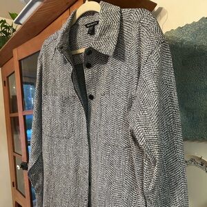 Athleta Black and White Textured Jacket/Shirt